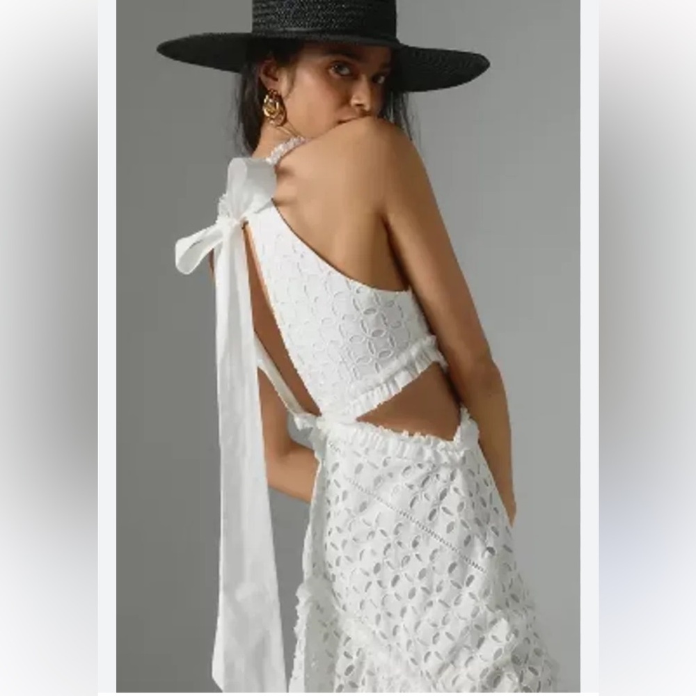 LACE THE LABEL Anthropologie NEW Eyelet Cutout Halter Dress NEW Size M White - Picture 12 of 16